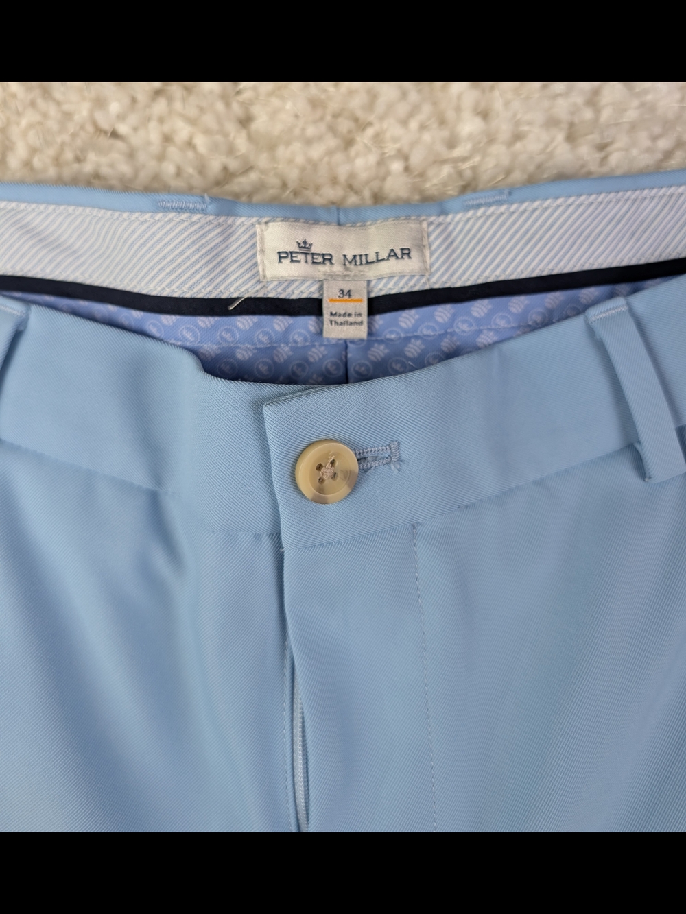 Peter Millar Light Blue Performance Flat Front Shorts - Picture 2 of 3
